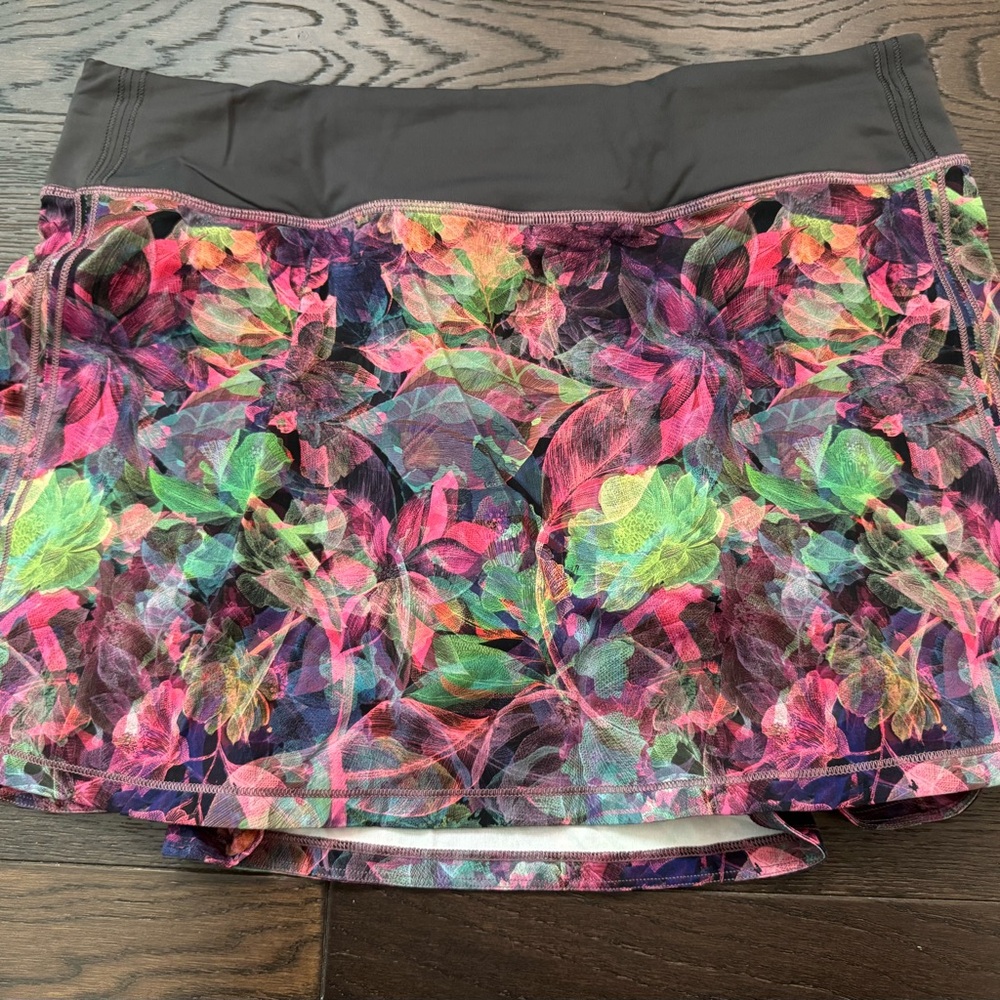 Lululemon Floral Athletic Skirt with Black Waistband
